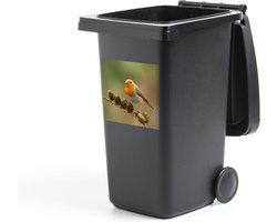 Container sticker Vogel - Roodborstje - Dennenappel - Tak - Herfst - 40x40 cm - Kliko sticker