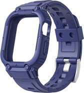 Siliconen bandje - geschikt voor Apple Watch series 1/2/3/4/5/6/7/8/9/SE/SE 2/Ultra/Ultra 2 met case size 42 mm / 44 mm / 45 mm / 49 mm - blauw