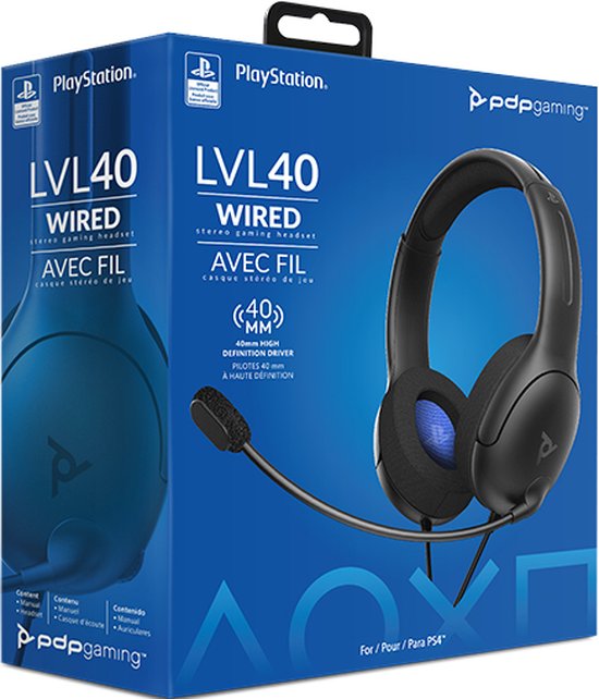 PDP LVL40 Casque Avec fil Arceau Jouer Noir, Bleu, Rouge