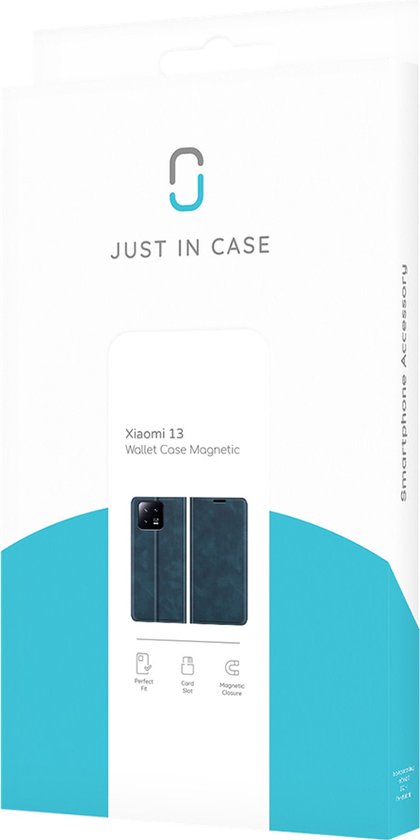 Bookcase hoesje Xiaomi 13 - Just in Case - Blauw uni - Simili cuir