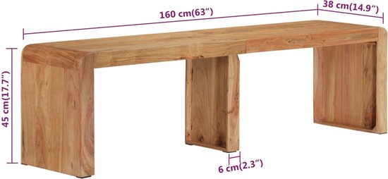 Banc vidaXL - 160 x 38 x 45 cm - Bois d'acacia Massief - Banc rustique - Banc Vintage - Banc industriel