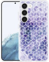 Cazy Hoesje geschikt voor Samsung Galaxy S23 Paars Hexagon Marmer