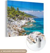 MuchoWow® Glasschilderij 160x120 cm - Schilderij acrylglas - Zee - Zomer - Tropisch - Foto op glas - Schilderijen - Portret van de zomer