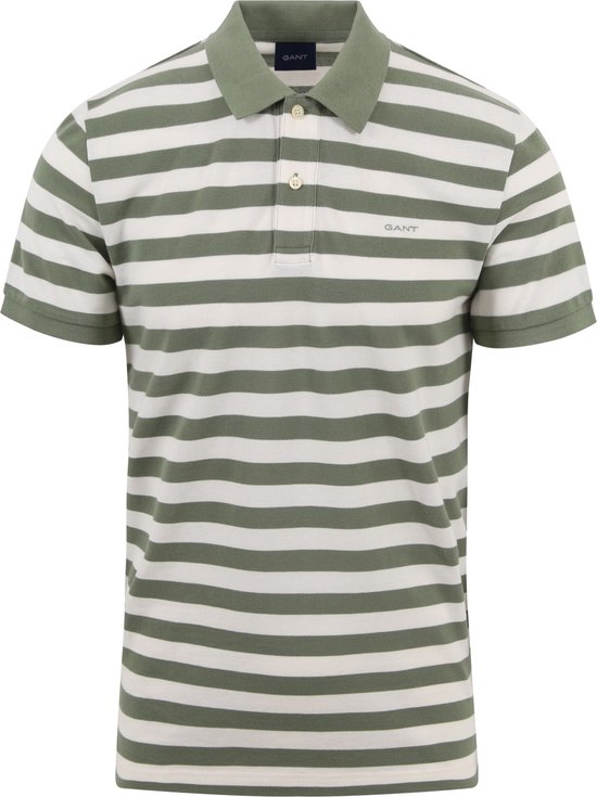 Gant - Polo Strepen Groen - Regular-fit - Heren Poloshirt Maat M