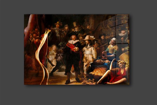 Nachtwacht schilderij op plexiglas 90x60cm