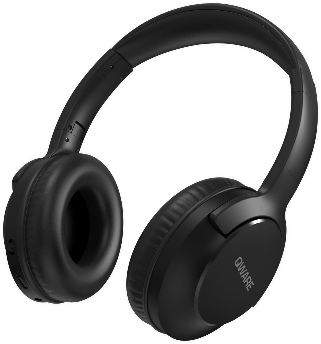 Qware - Draadloze Koptelefoon - Draadloos- Bluetooth 5.1 - Headset - Headphone - Volumeknoppen - USB-C - 20h luisteren op 50% - Vouwbaar Design - Zwart