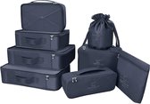 Kofferorganizer, reistas, kledingtassen, 8 sets/7 kleuren, reisorganisatoren bevatten waterdichte schoenenopbergzakken, comfortabele compressiezak voor reizigers, marineblauw