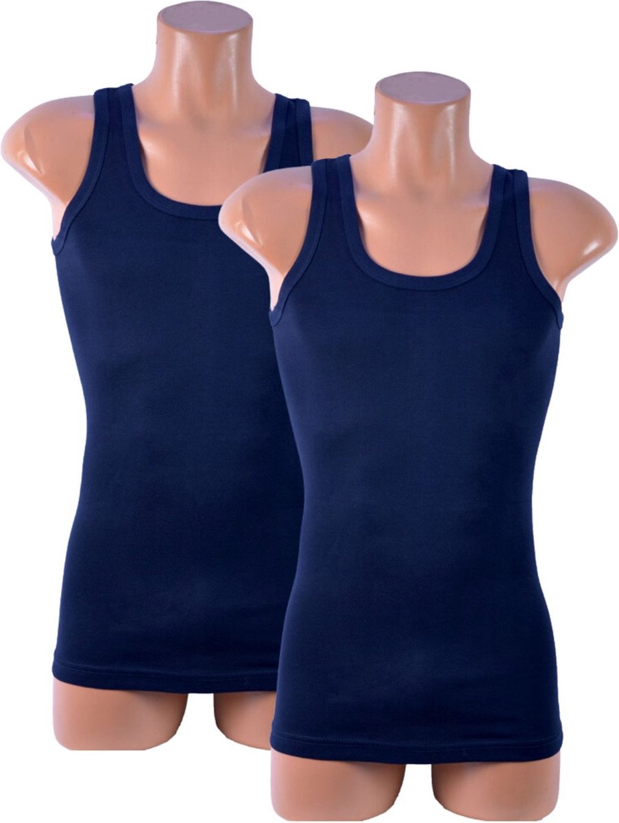 2 Pack Top kwaliteit onderhemd - 100% katoen - Donkerblauw - Maat S