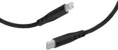 Mobiparts Apple Lightning to USB-C Braided Kabel 2A 1m - Zwart