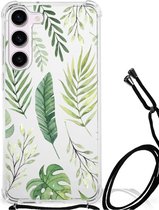 Leuk Case Geschikt voor Samsung Galaxy S23 Smartphone hoesje met doorzichtige rand Bladeren