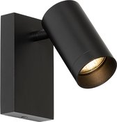 QAZQA jeana luxe - Moderne Wandlamp met schakelaar voor binnen - 1 lichts - L 7.6 cm - Zwart - Woonkamer | Slaapkamer | Keuken