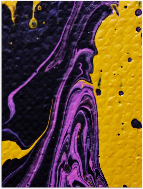 Poster Glanzend – Mix van Paarse en Gele Kleuren - 75x100 cm Foto op Posterpapier met Glanzende Afwerking
