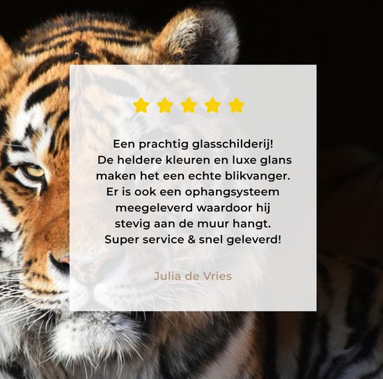 MuchoWow® Peinture sur verre 180x120 cm - Peinture sur verre acrylique - Tigre - Paille - Ombre - Photo sur verre - Peintures