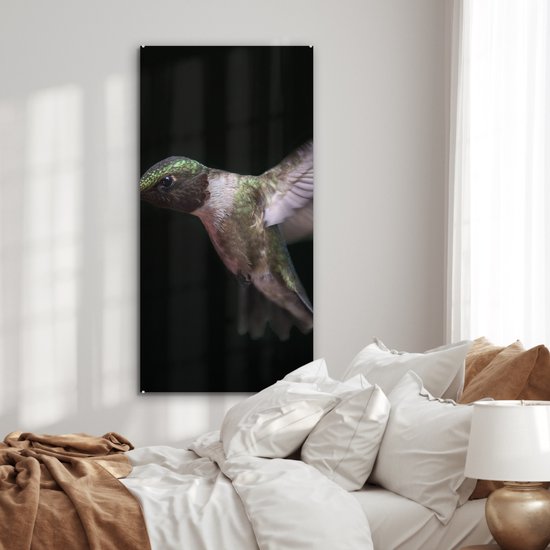 MuchoWow® Peinture sur verre 60x120 cm - Peinture sur verre acrylique - Colibri - Vogel - Ressorts - Photo sur verre - Peintures