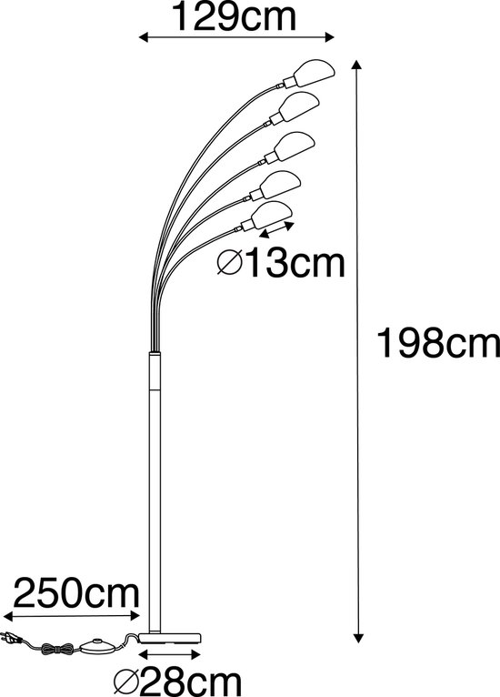 QAZQA sixties-trento - Lampadaire Design LED Dimmable, Lampadaire avec  variateur - 5