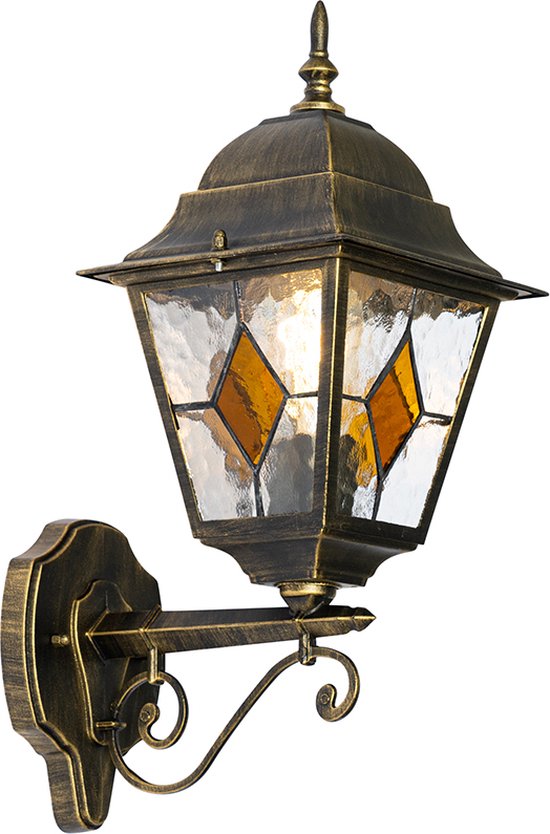 QAZQA antigua - Klassieke Wandlamp voor buiten - 1 lichts - D 26 cm - Goud - Buitenverlichting