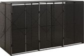 vidaXL - Containerberging - driedubbel - 207x80x117 - cm - poly - rattan - zwart