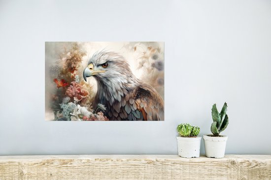 Poster Aigle - Aigle - Vogel - Fleurs - Nature - 30x20 cm