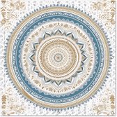 Tuindoek Mandala - Blauw - Bohemian - Wit - Design - 100x100 cm