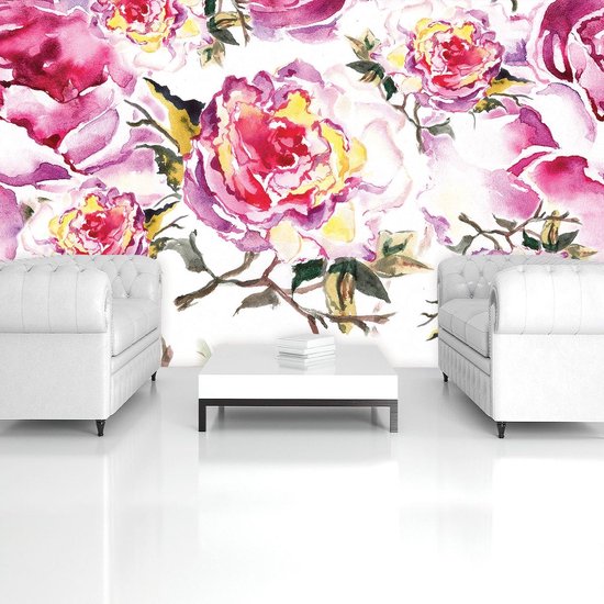 Photomural rose, revêtement mural