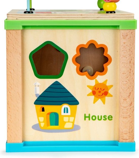 Ecotoys duurzame houten educatieve activiteiten kubus - Met bord om te schrijven - Educatief speelgoed - Montessori speelgoed - 18 x 18 x 33 cm van Ecotoys — afbeelding 2