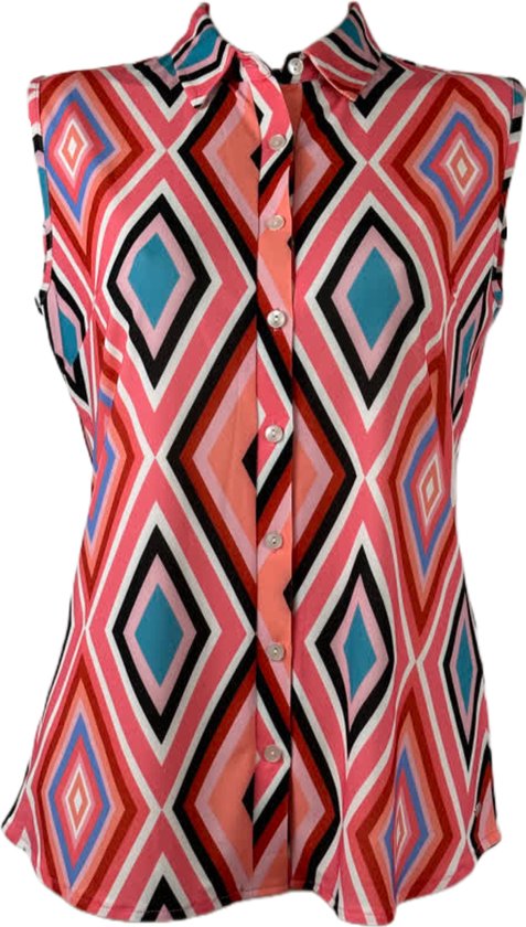 Angelle Milan – Travelkleding voor dames – Roze Mouwloze Blouse – Ademend – Kreukherstellend – Duurzame blouse - In 5 maten - Maat XL