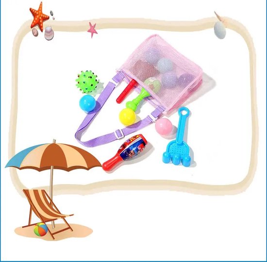 Strandtas Kind (2-6 jaar) - Speelgoed tas met Rits - Roze - 20x25 cm