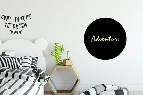 WallCircle - Cercle mural ⌀ 60 - Citation - Aventure - Or - Tableaux ronds salon - Assiette murale ronde - Décoration murale cercle - Décoration chambre intérieur - Décoration murale cercle mural - Accessoires de maison