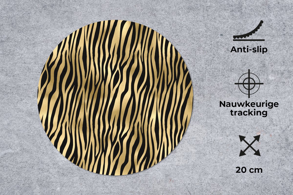 Muismat rond 20x20 cm - Mousepad Luxe - Goud - Patroon - Ronde muismatten