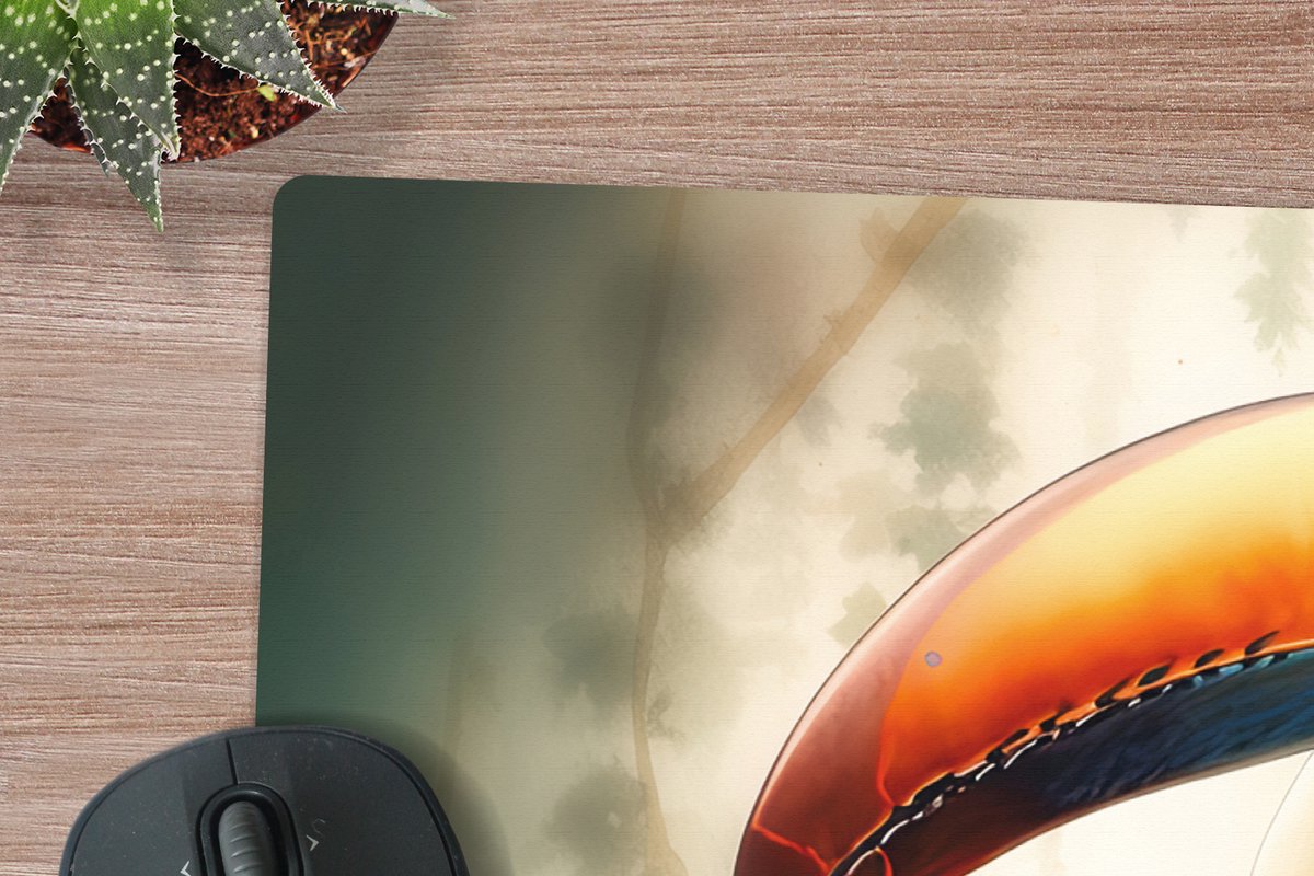 Muismat XXL 80x40 cm - Bureau onderlegger - Bureau mat Toekan - Vogel - Bloemen - Planten - Bureaumat - Gaming mousepad xl - Bureaulegger groot - Computer deskmat