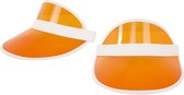 Verkleed zonneklep/sunvisor - 2x - voor volwassenen - oranje/wit - Carnaval hoed
