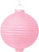 Partydeco - Decoratieve lampion licht roze LED 30cm - Lampion sint maarten - lampionnen - Sint maarten optocht - lampionnen papier