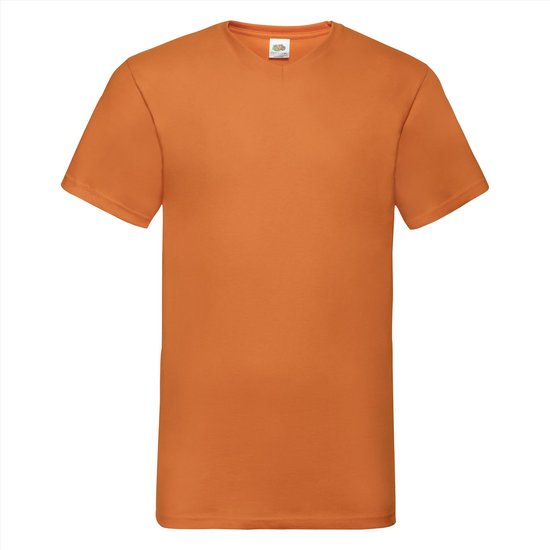 Fruit Of The Loom - 5 Stuks Valueweight T-Shirts V-Hals - Oranje - S