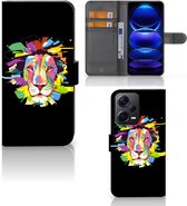 GSM Hoesje Xiaomi Poco X5 Pro | Note 12 Pro 5G Book Cover Lion Color