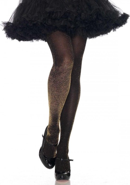 Zwarte panty met gouden glitter - Glimmende - onesize | bol.com