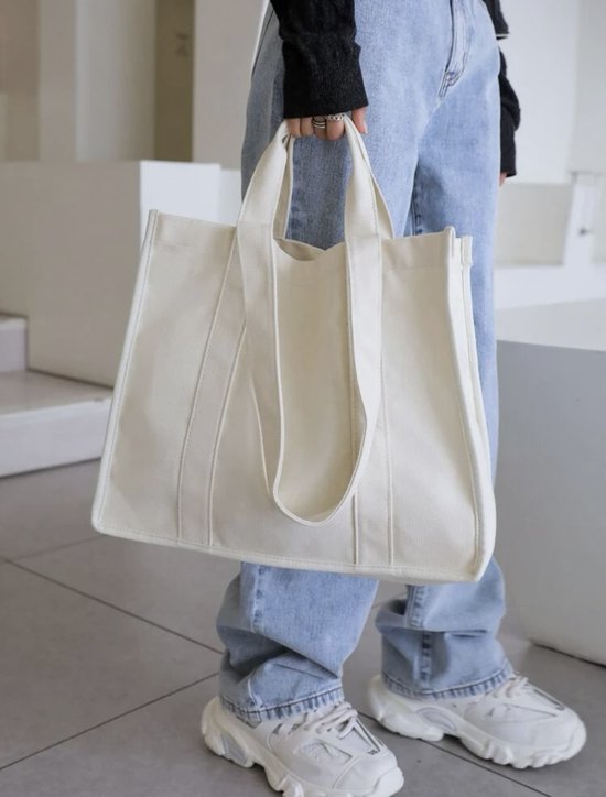 Handtas - Tote Bag - Off White - Beige - Trendy - Dames tas