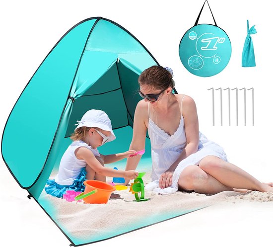 Tente de plage, tente de plage pop-up avec protection UV, protection contre  le vent