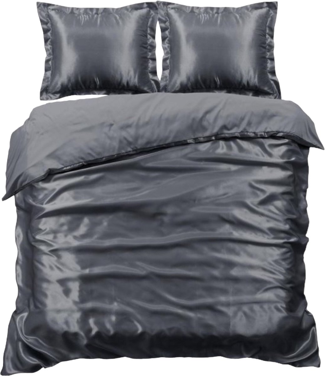 Beauty Silk Dekbedovertrek - 240x200/220 - Glans Satijn - Antraciet
