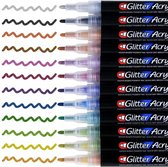 12 Kleuren Glitter Acryl Marker Stiften - Glitterstiften - 1 mm Lijndikte - Waterdicht- Acrylstiften met Polyester Punt - Acrylverfpennen Tekenset - Stiften voor het Schilderen van Eieren Stenen, Keramiek, Glas, Canvas, Papier