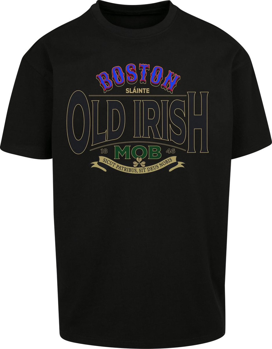 OVERSIZED! Heren Mannen Streetwear Dikke Kwaliteit Dikke stof Urban Modern T-Shirt Casual Old Irish Mob Whiskey Boozing T-Shirt Zwart