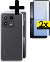 Hoesje Geschikt voor Xiaomi 13 Pro Hoesje Siliconen Case Met 2x Screenprotector - Hoes Geschikt voor Xiaomi 13 Pro Hoes Siliconen - Transparant