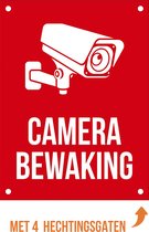 Pictogram/ bord alu di-bond | "Camerabewaking" | 27 x 36 cm | Met 4 boorgaten | CCTV | Beveiliging | Camerabewaking | Videobewaking | Diefstal verhinderen | Preventie | Opvallend | Rood | Dikte: 3 mm | Nederlands | 1 stuk