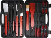 Lopoleis BBQ accessoires - Barbecue Tang, Spatel & Borstel - BBQ Set - Barbecue Set - BBQ Boek - 18 Delig - Inclusief Opbergtas - Camping & Outdoor BBQ - Premium kwaliteit RVS