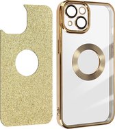 Protecam Spark Series afneembare glitterhoes Geschikt voor Apple iPhone 13 Goud