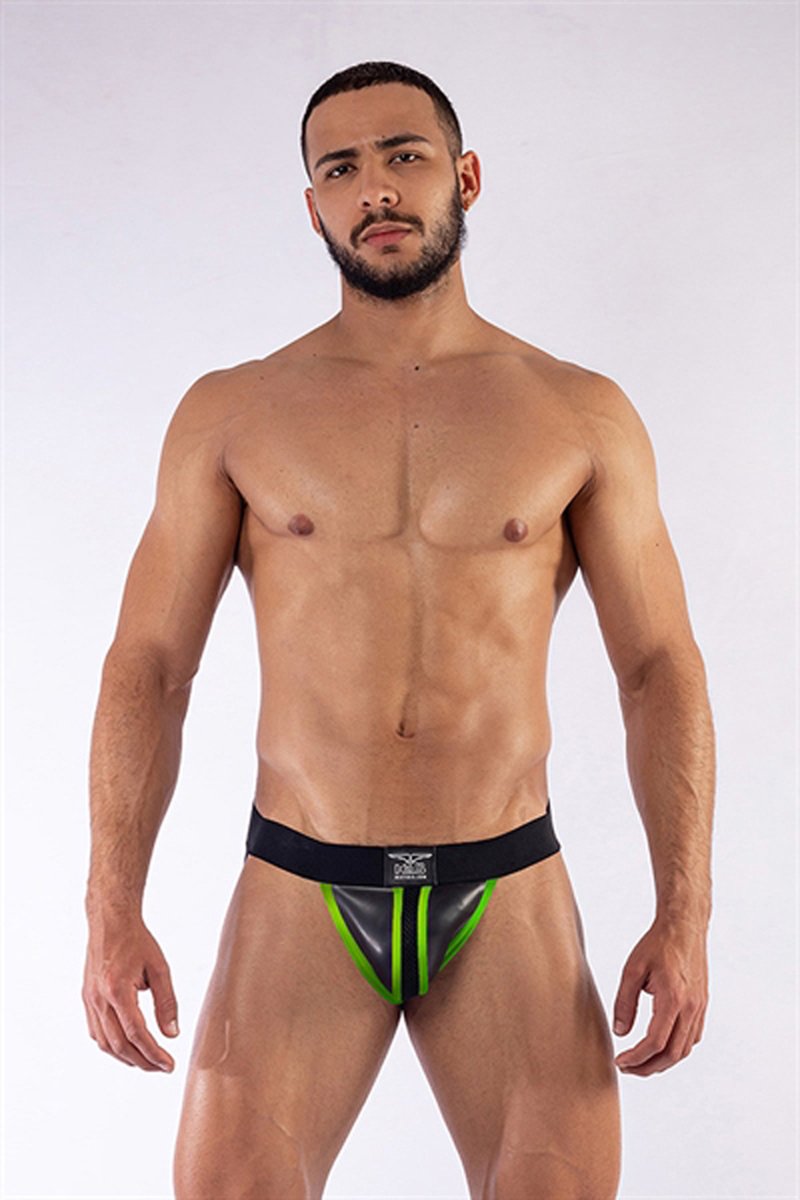 Mister B - Neopreen jockstrap - Zwart - Neon - Small