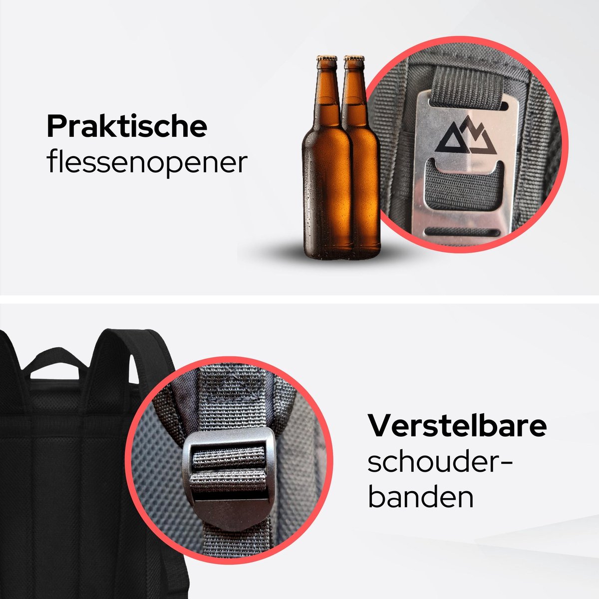 DEWUR Koelrugzak, 35 liter, thermische rugzak, koeltas, waterdichte picknickrugzak met flesopener, voor picknick, camping, strand, wandelen, reizen, winkelen (zwart