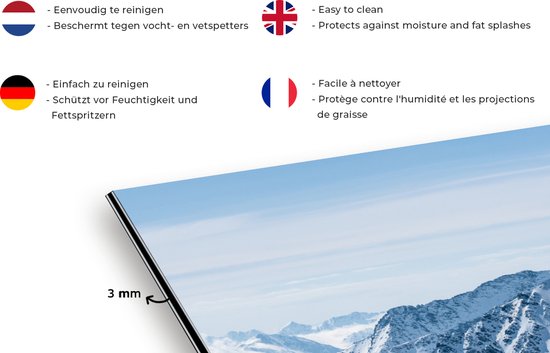 Spatscherm keuken 80x55 cm - Kookplaat achterwand Bergen - Sneeuw - Winter - Natuur - Landschap - Muurbeschermer - Spatwand fornuis - Hoogwaardig aluminium
