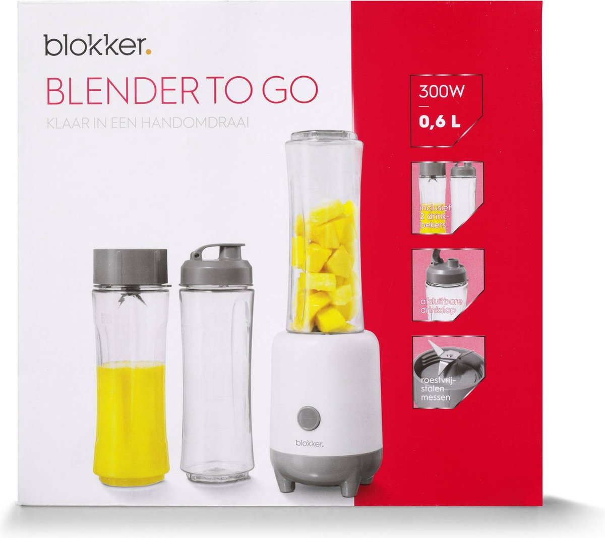 Blokker Blender To-Go - Smoothie Maker 0,6L - Wit | bol.com