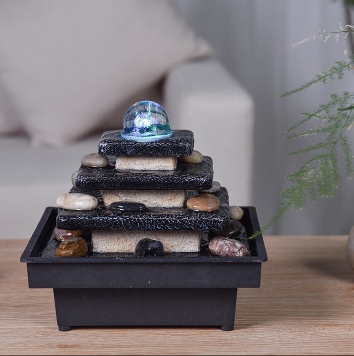 Kamerfontein Zen Eka (20cm) | Binnenfontein | Waterornament | Incl. LED Verlichting | Feng Shui Webwinkel