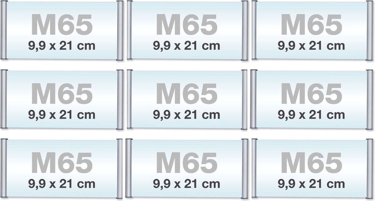 9 pack M65/Bewegwijzeringsborden met Klikprofiel /formaat 9,9x21 cm/wegwijs bordjes/aluminium deurbordjes/naambordje kantoor/route bordje/aanwijs bordje/zelfklevend/verwijs bord/ informatie bord.